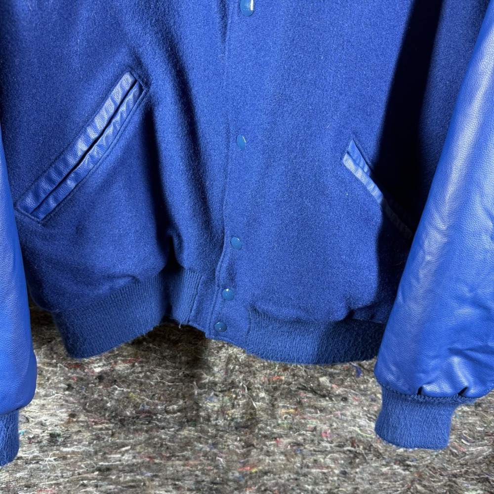Neff letterman Varsity Jacket XL Wool Blend Blue Snap Button Vintage Sample - Picture 4 of 15